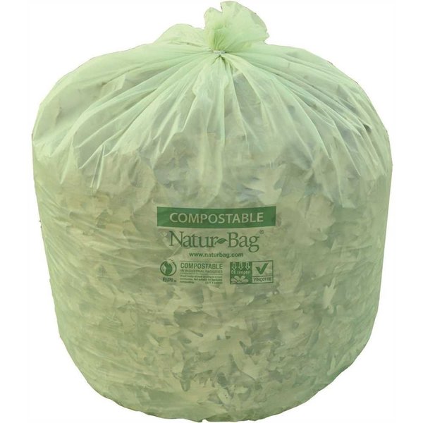Natur-Bag 58 Gal. 38 in. x 58 in. Green Compostable Trash Can Liner, 100PK NT1025-X-00035